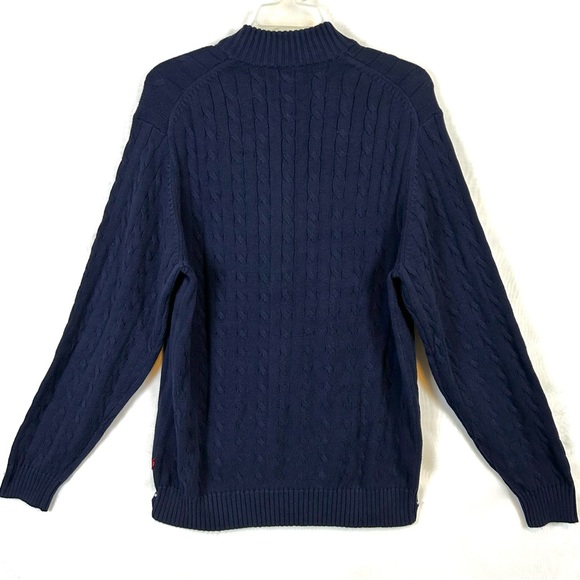 NWT IZOD Mens Navy Blue Ribbed 1/4 Zip Sweater / Size large - Picture 9 of 10